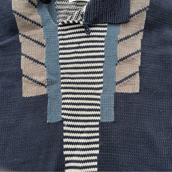 Vintage Sandra Miller Hand Loomed Striped Sweater Neutral Asymmetrical Abstract - Picture 5 of 11